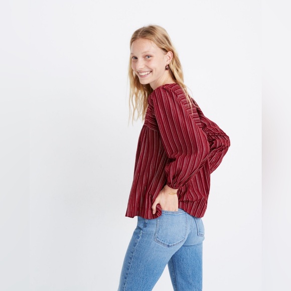 Madewell Swingy Peasant Top in Metallic Stripe - Picture 3 of 8